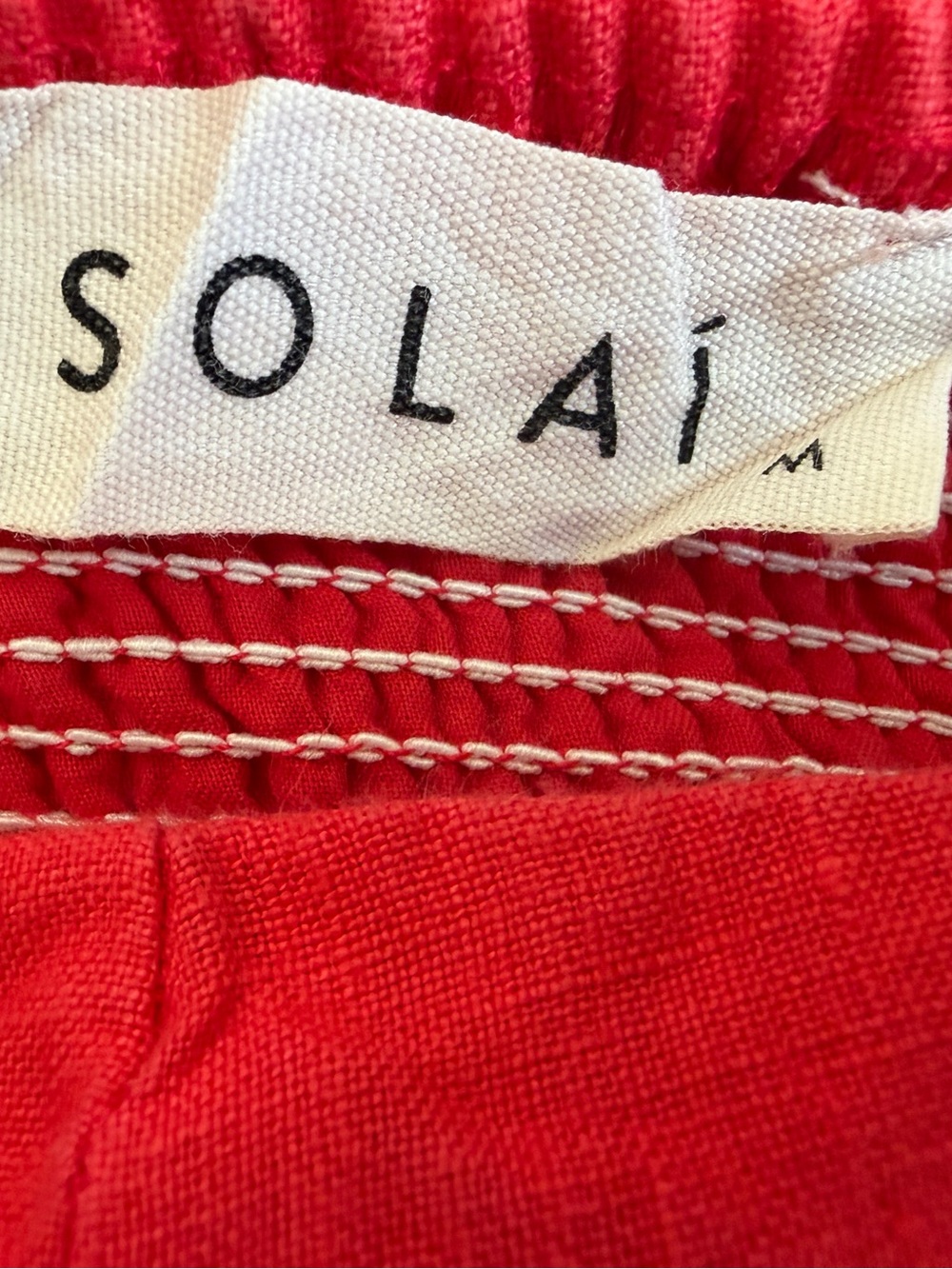 Solai Amalfi 100% Linen Mini Dress Red Linen Babydoll Beach Vacation Size Medium - Picture 9 of 13